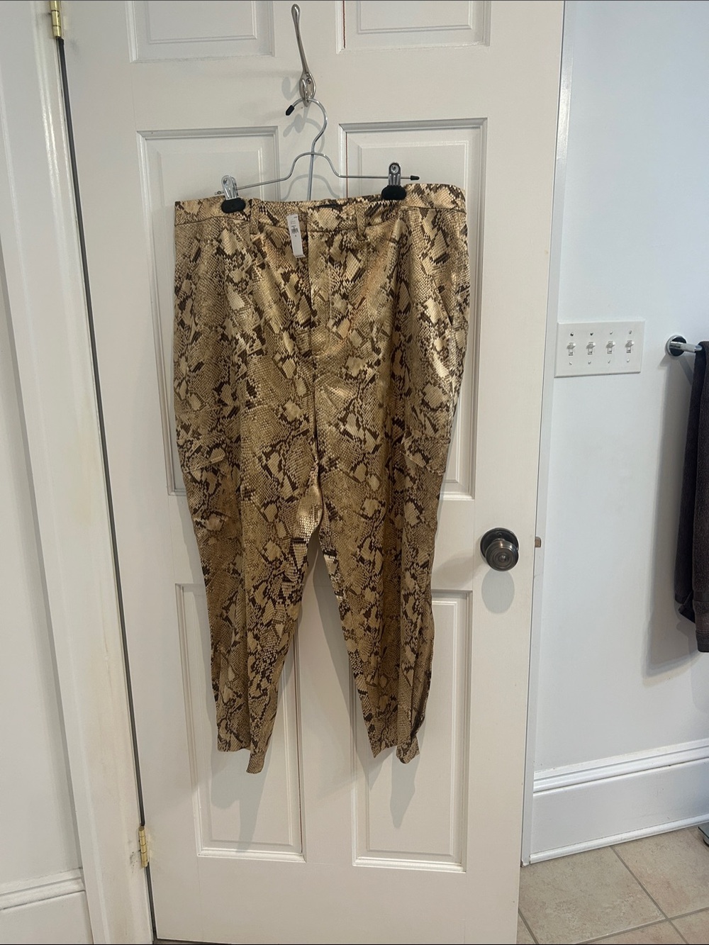 Snake Print High-Waist Trousers - Brown/Tan